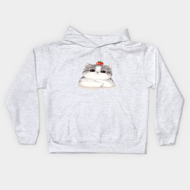 cat cute design Kids Hoodie by hamzaben